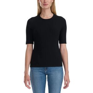 Splendid Ribbed Knit Top Black Elbow Sleeve Pullover Women's Medium
